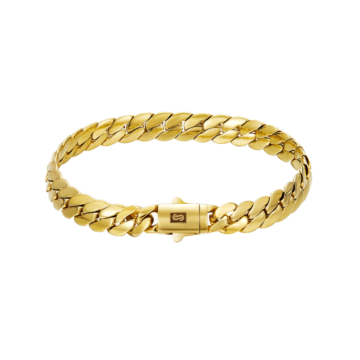 8mm Gold Color Stainless Steel Cuban Miami Link Chains Bracelet for Men Hip Hop Rapper Jewelry