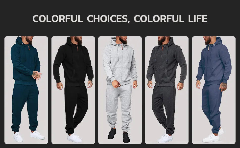 Sweat suits men Tracksuits 2 Piece sets Athletic Jogging suits Hoodie Casual Long Sleeve Zipper Outfits for men