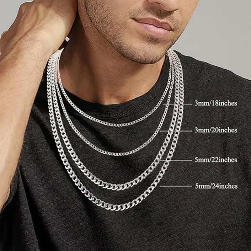 3mm Minimalist Stainless Steel Side Chain Necklace, Suitable For Both Men And Women