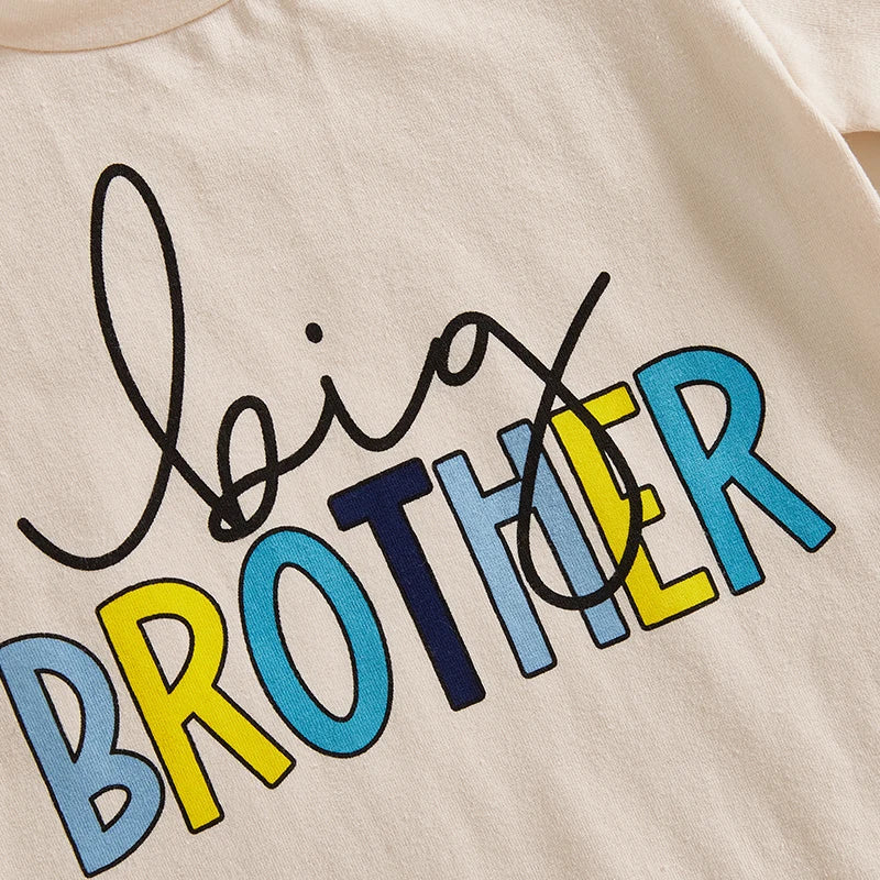 Toddler Girls Boys T-Shirts Letter Print Short Sleeve Shirts Summer Casual Fashion Kids Tops Brother Sister Matching Outfits