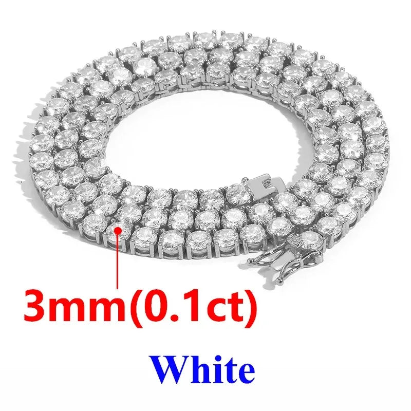2-6.5mm Men Women Moissanite Tennis Chain Rose Yellow Moissanite Tennis Bracelet s925 Silver Tennis Chain For Women Men