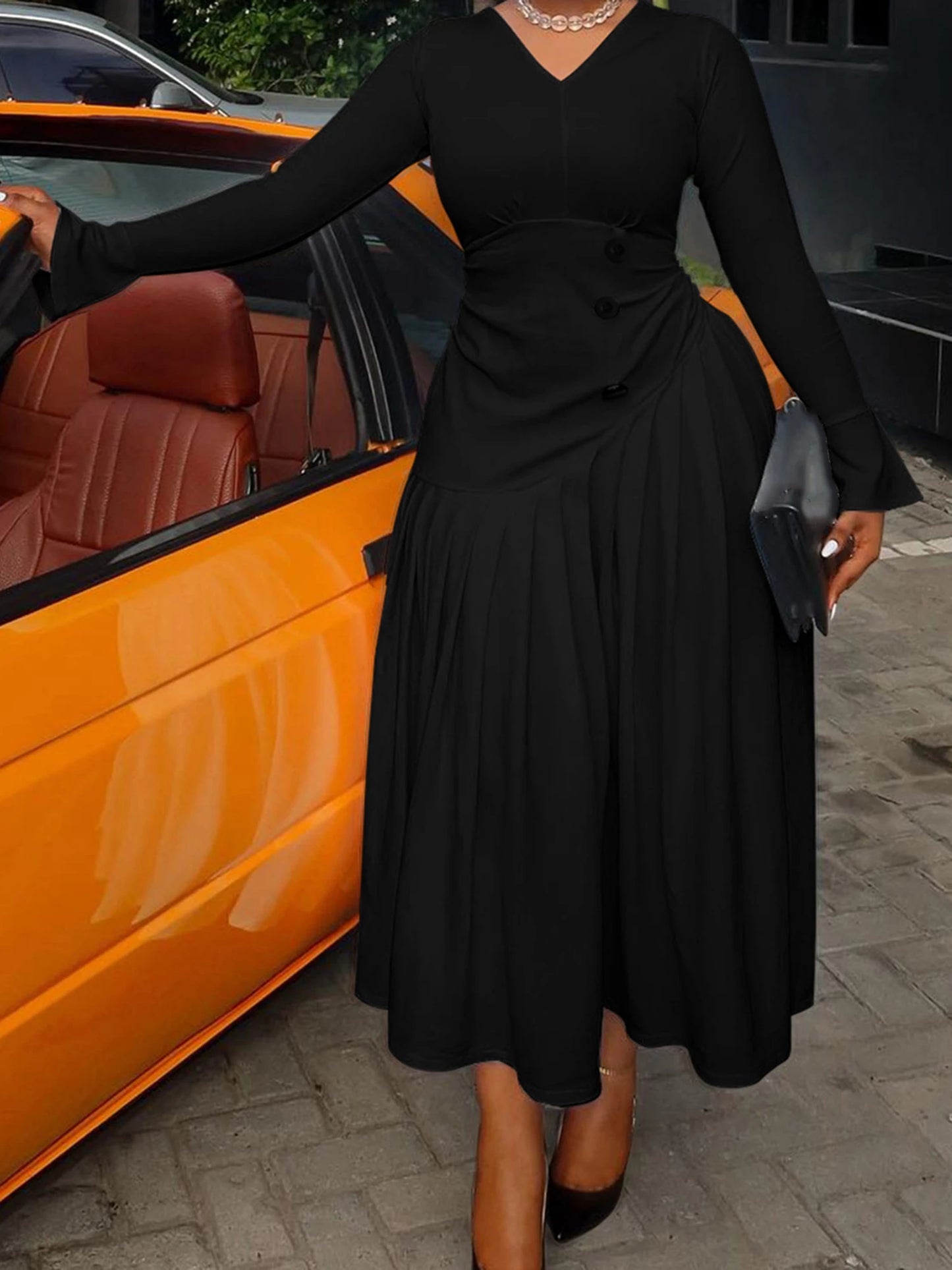 Women s Plus Size Maxi Dress with Short Sleeves and Empire Waist Detail Elegant Long Flowy Dress for Special Occasions