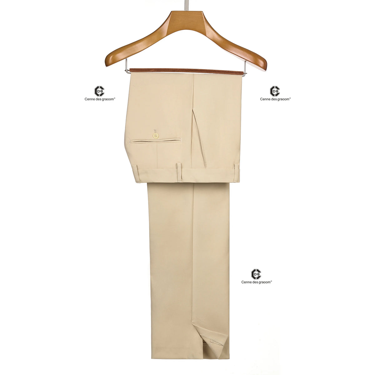 Cenne Des Graoom 2026 Beige Double Breasted 1 Button Men Suits With Peak Lapel Tailor-Made For Wedding Groom Meeting Office Wear