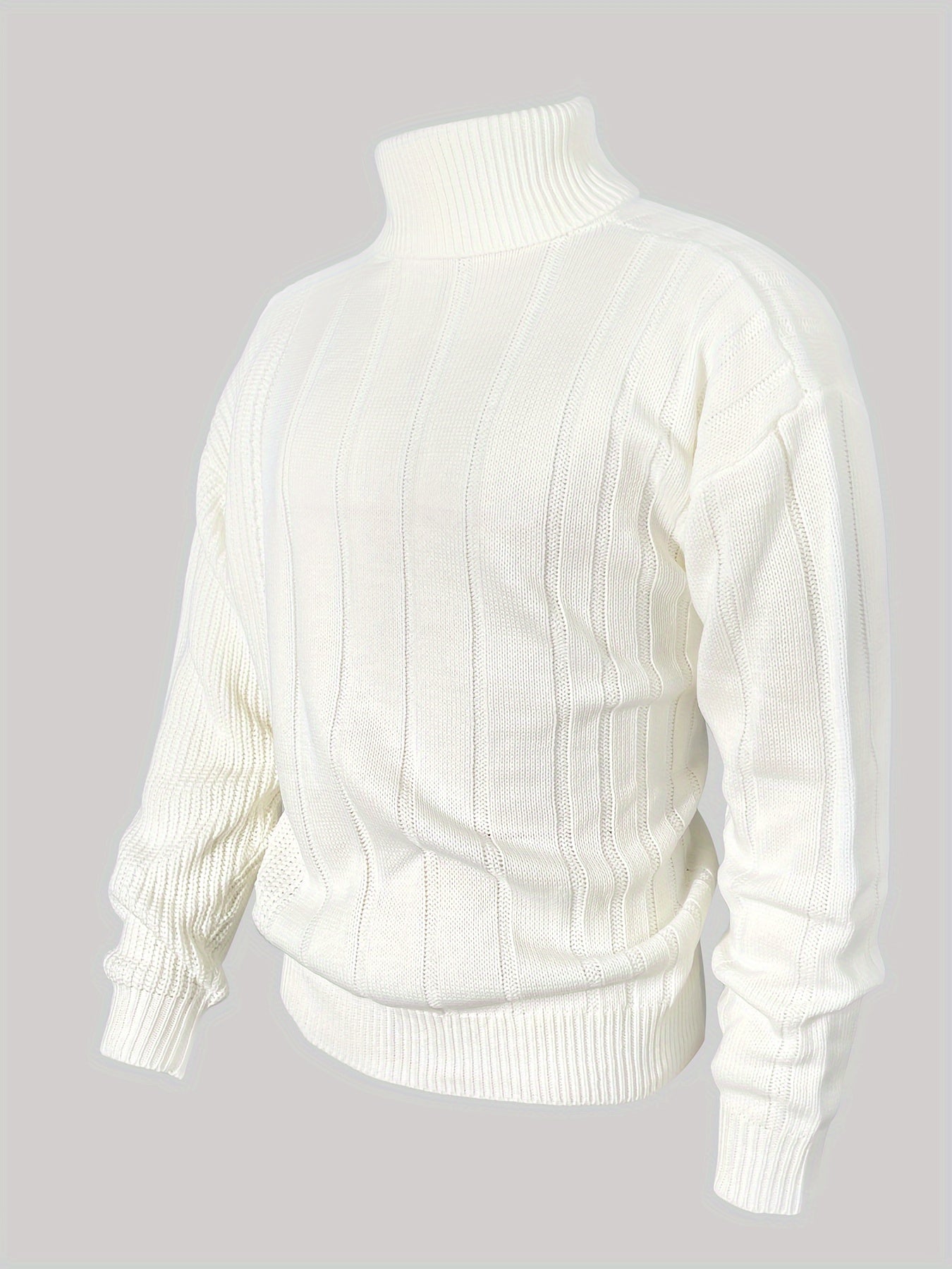 Plus Size Men's Turtleneck Knit Sweater, Regular Fit, Casual And Academic Style, Long Sleeve Sweater For Winter Season