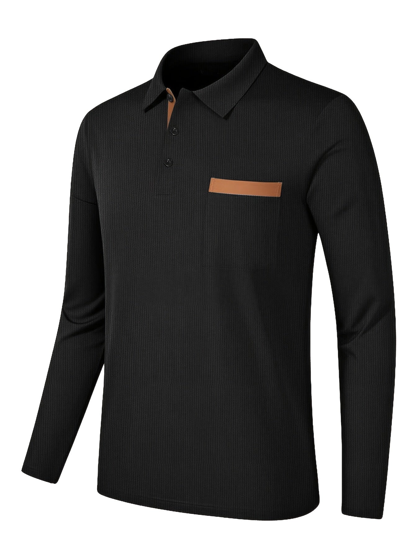 Plus-Size Men's Lapel Collar Shirt with Chest Pocket Button Placket - All-Season Casual & Dressy Button-Up Collar, Wrinkle-Resistant Regular Fit Tunic Top for Business Casual, Office & Smart-Casual Wear (Machine Washable), PL