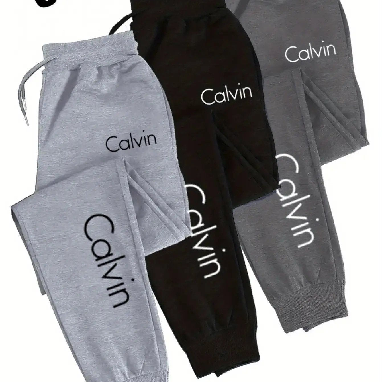 Three piece Men's casual sports pants with elastic waistband and drawstring design, regular fit, pockets and slight elasticity- comfortable sports pants, PLUS SIZE, Lounge Wear, Workout Pants, Sporty Design, Casual Style, Bre