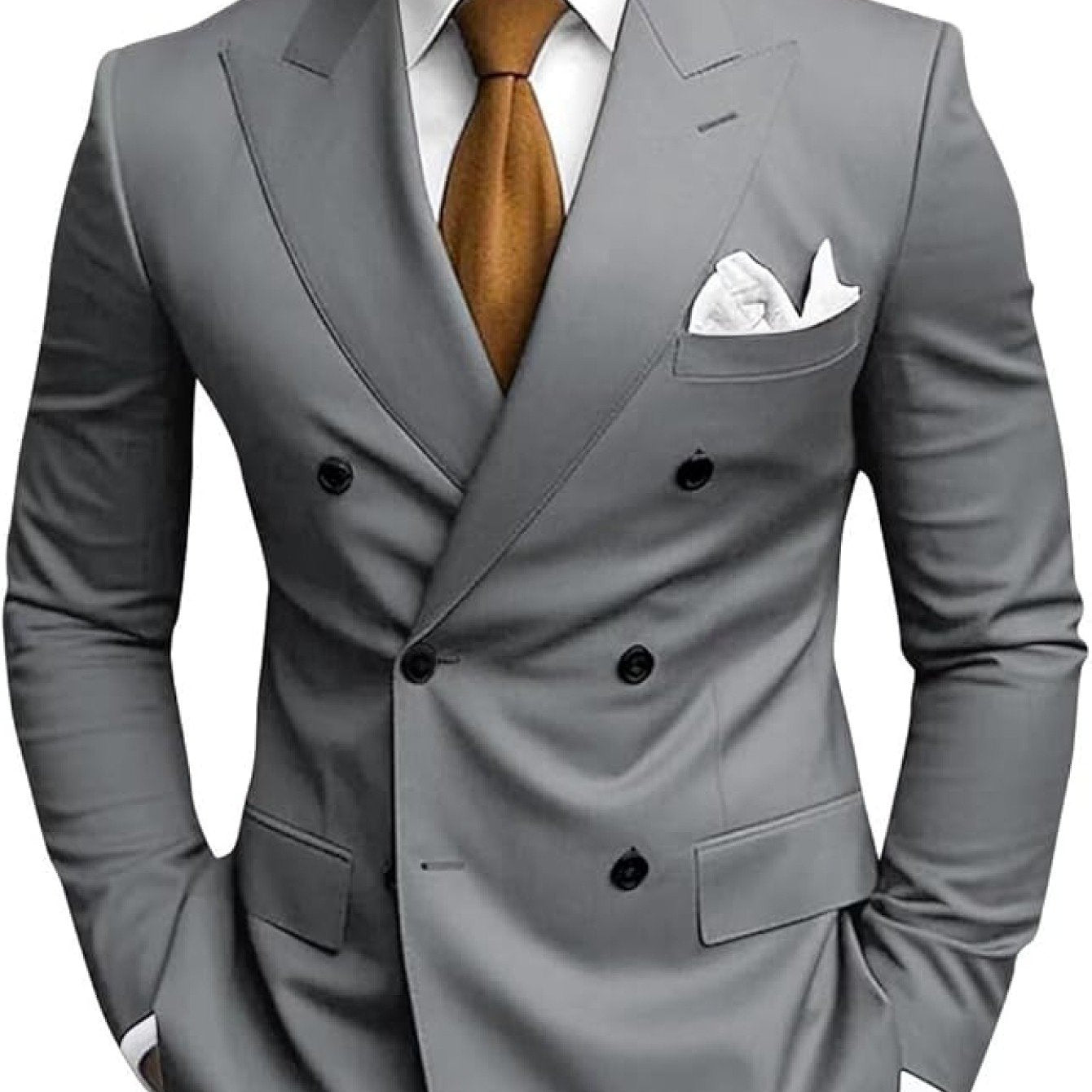 Men'S Two-Piece Casual Suit, Striped Casual Suit, Wedding Casual Texture, Single Western Top, Internet Famous, Same Style, Three-Dimensional Cutting, Comfortable Ventilation, Suitable for Dating, PLUS SIZE