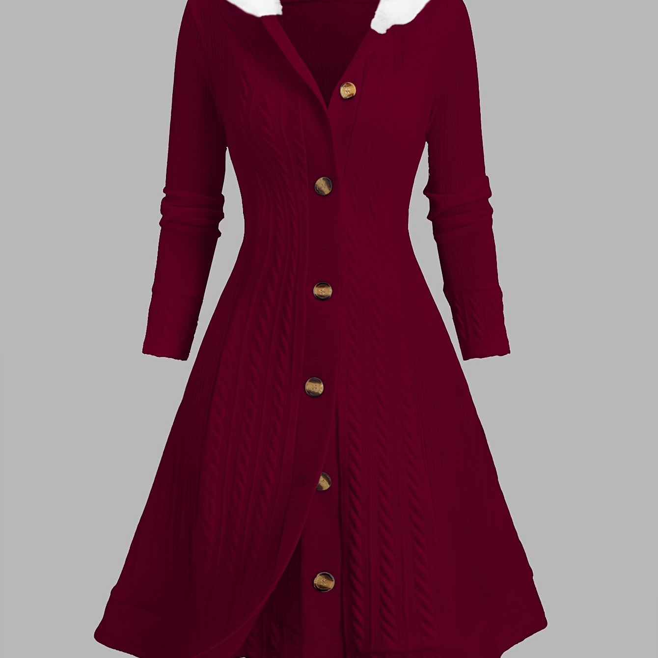 Y2K Cable Plaid Patchwork Hooded Button-Up Long Cardigan