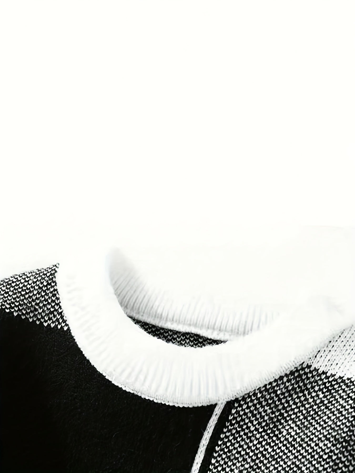 Men'S Casual Color Block Long Sleeve Sweater - Black & White Striped Design, Round Neck, Medium Stretch, Fall/Winter Wear, Regular Fit for Casual Attire, Comfortable Clothing | Stylish Casualwear | Mediumstretch Fabric, Sweat