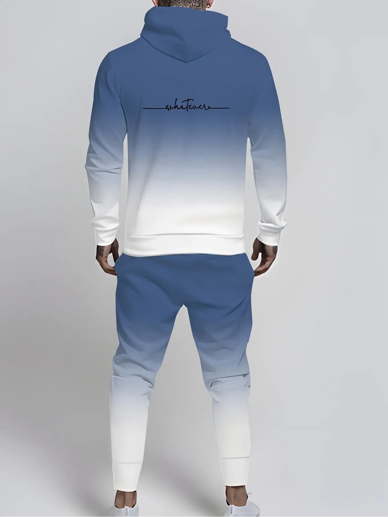 Men'S Plus Size Casual Athletic Hoodie & Sweatpants Set - Polyester Knit, Slight Stretch, Regular Fit, All-Over Print, Comfortable Home Wear, Casual Wear|Hooded Sweatshirt|Stretchy Fabric, PLUS SIZE