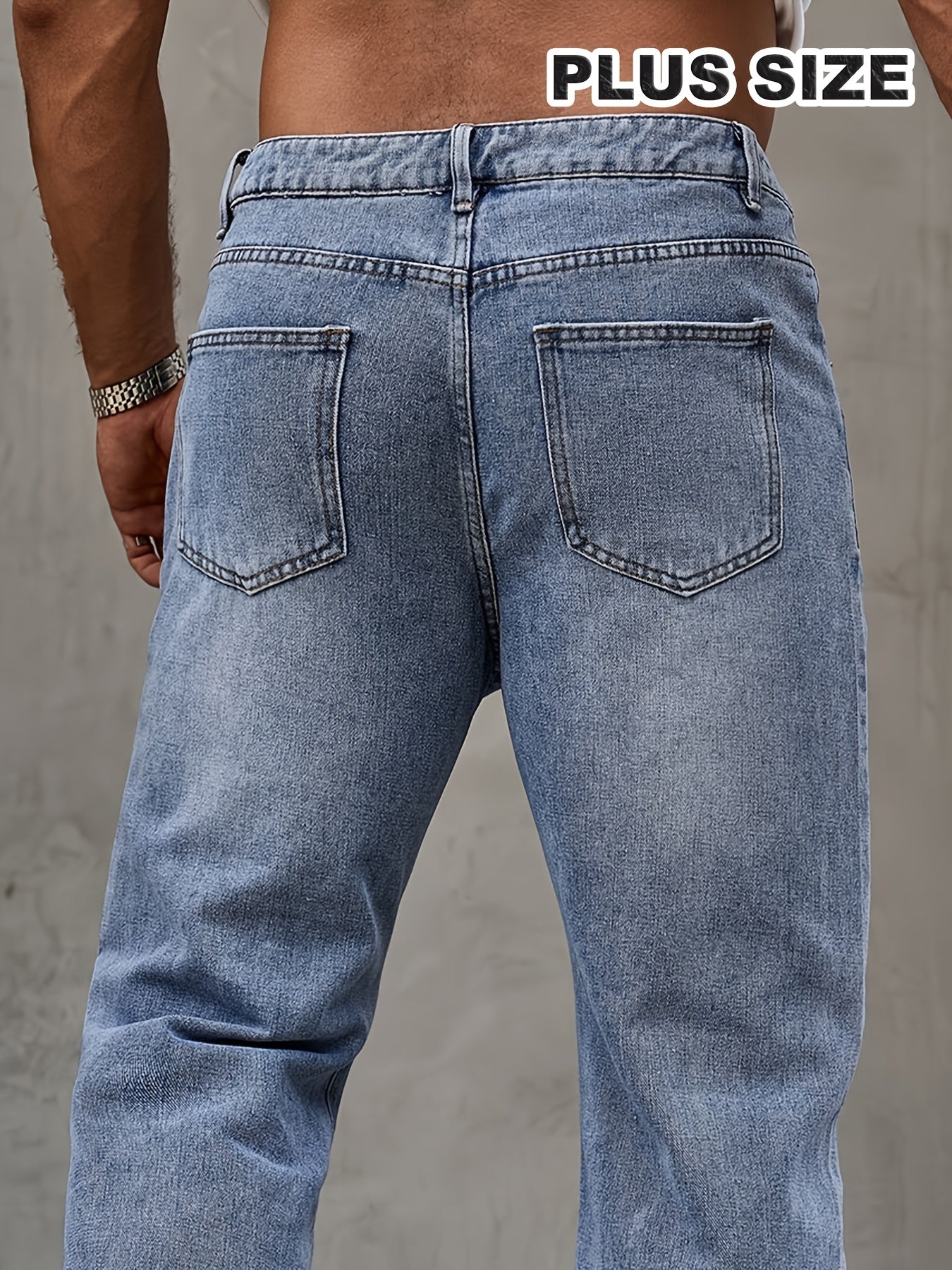 Extra Large Size, Loose and Fashionable Single Item, Men's Washed Jeans, Comfortable Outdoor Trousers for Men, Suitable for Outdoor Travel, PLUS SIZE