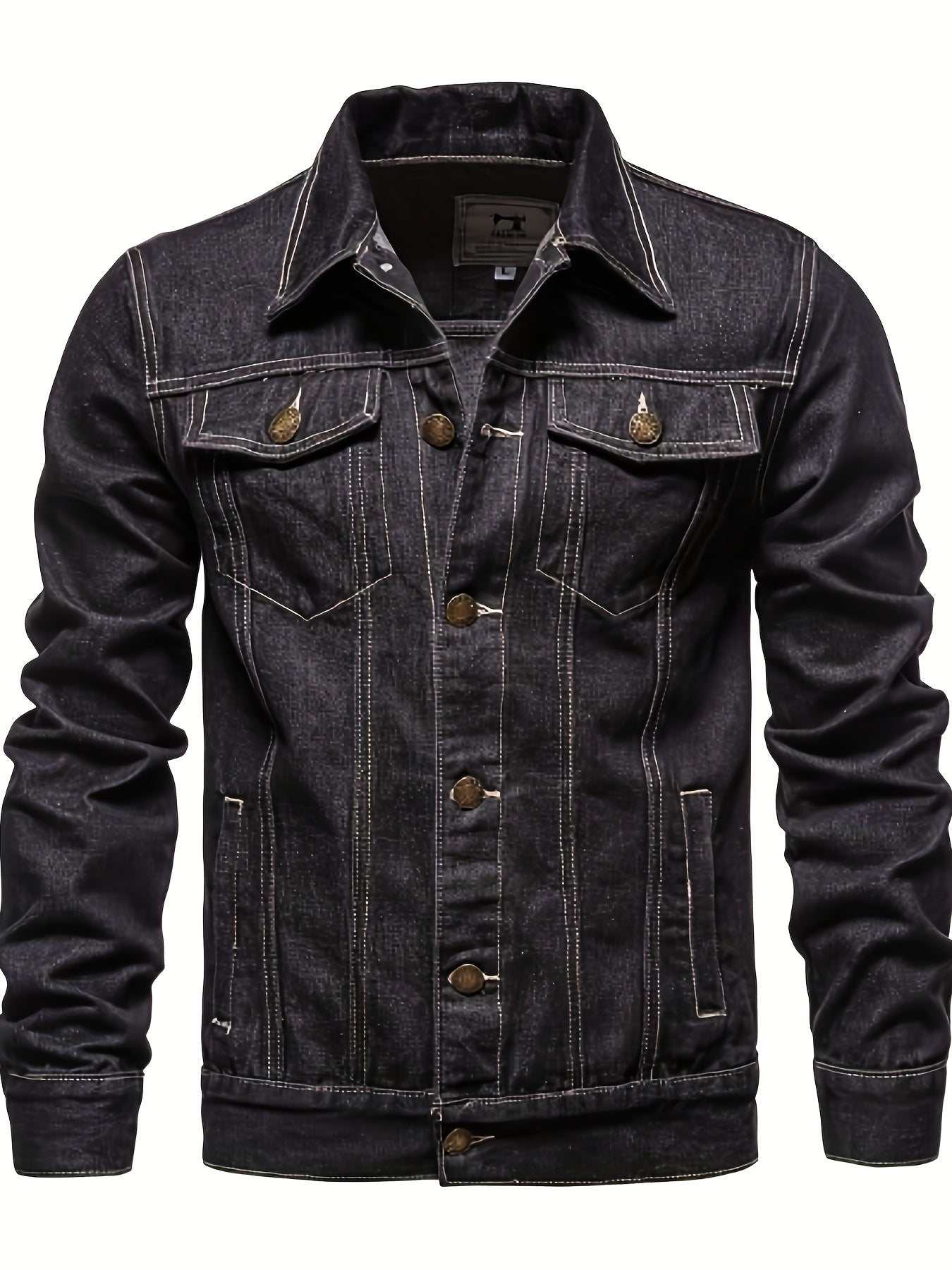 Men's Slim Fit Denim Jacket, Plus Size Fashionable Casual Cardigan Top, Men's Plus Size Denim Jacket, PLUS SIZE
