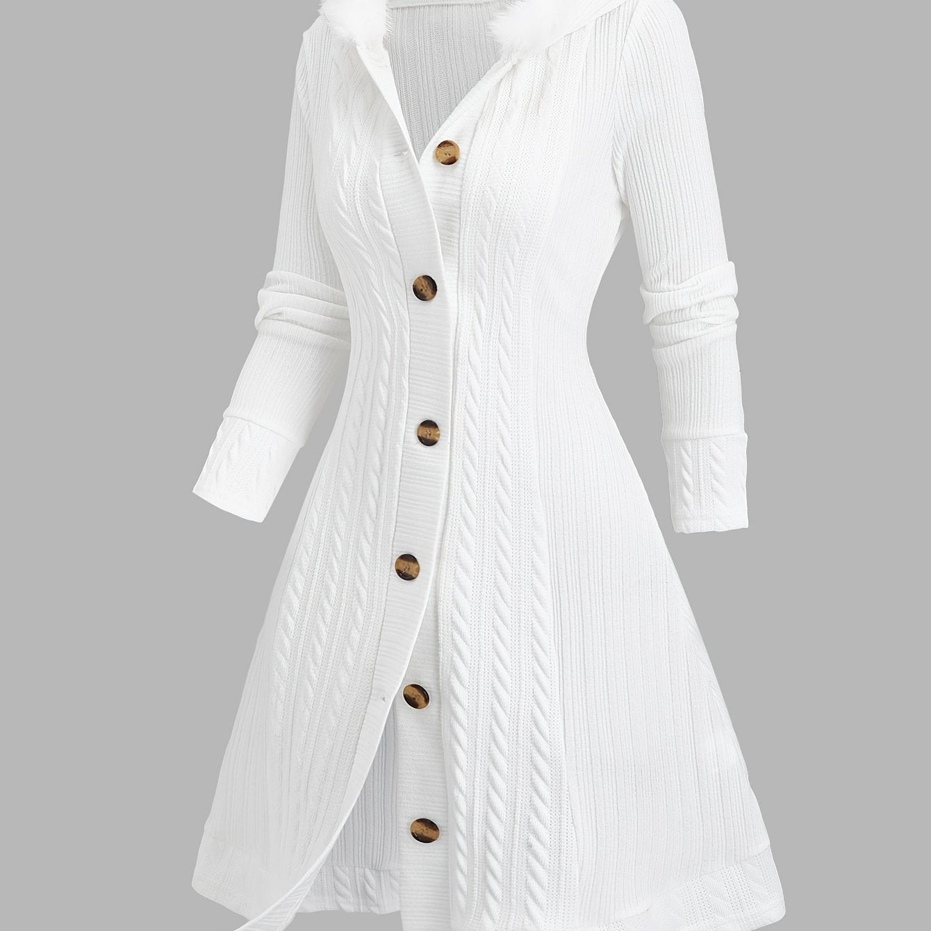 Y2K Cable Plaid Patchwork Hooded Button-Up Long Cardigan