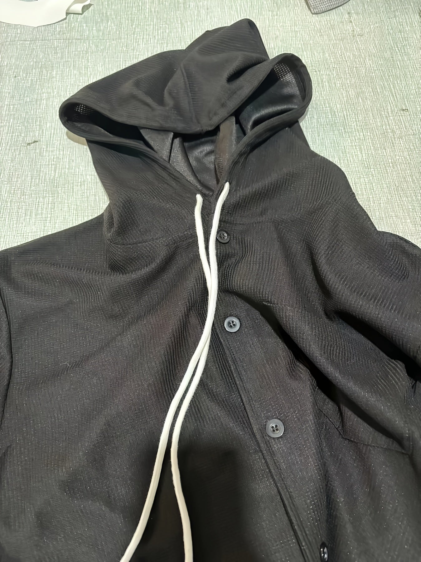 Men's Two-Piece Waffle Knit Set with Hooded Button-Up Cardigan and Drawstring Sweatpants Casual Wear Comfortable Outfit for Spring/Autumn