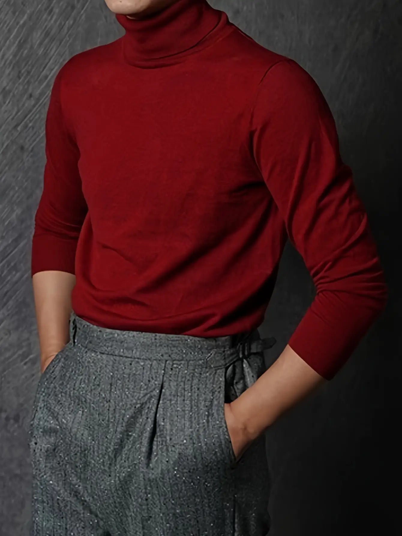 1 Basic Men's Turtleneck Sweater - Solid Color Winter Warm, Stretchy and Breathable, Casual and Formal Elegant Sweater, Black, White, Grey for Casual and Formal Occasions