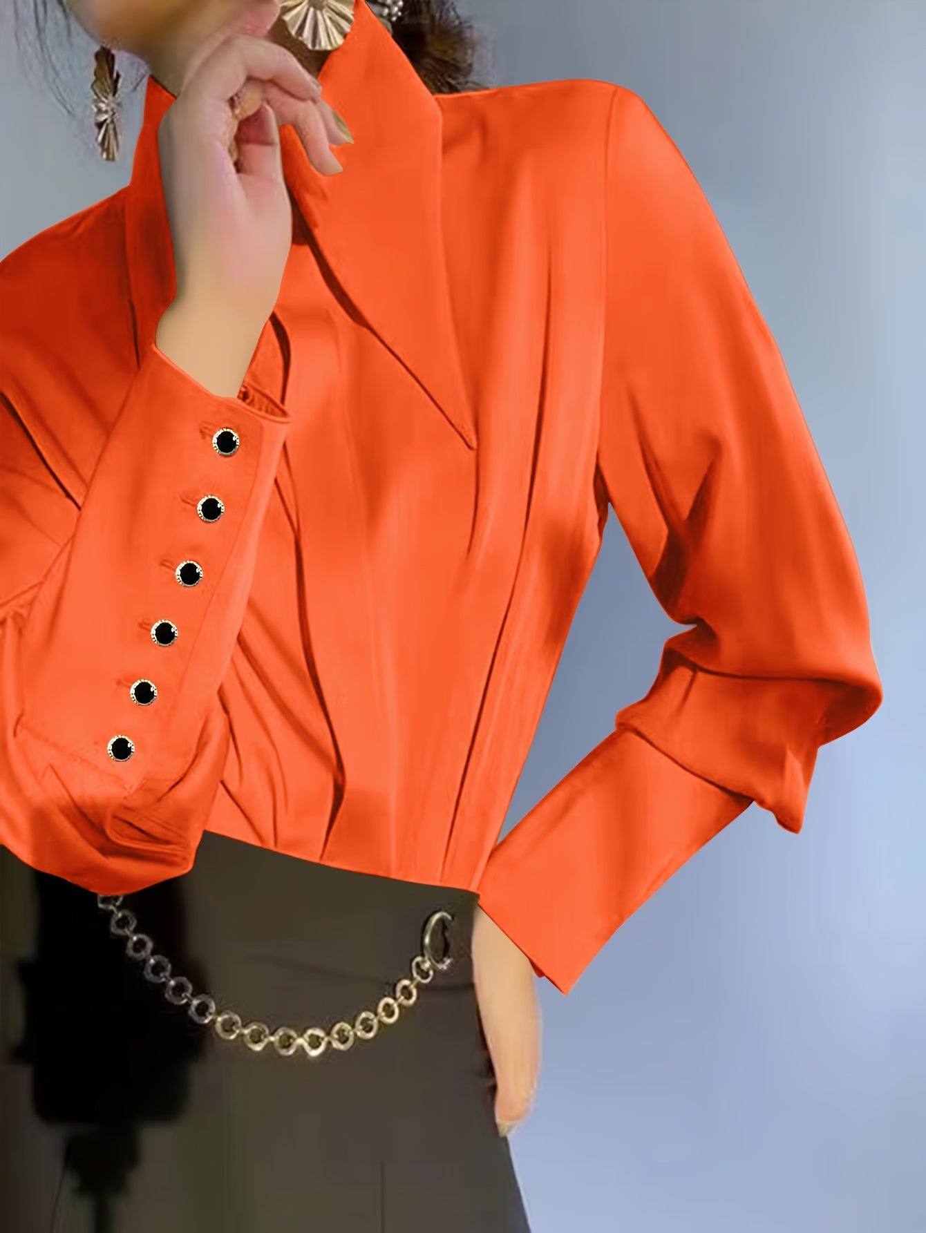 Women's Solid Color Lapel Casual Long Sleeve Shirt