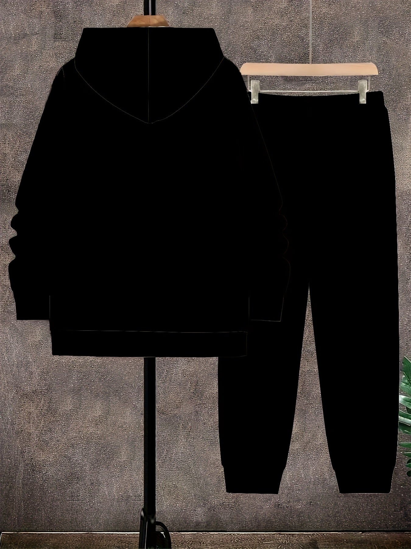 Men'S Parisian Style Hooded Sweatshirt & Joggers 2pcs Set - Oversized Fit Casual Athletic Wear with White Paris Lettering Print, Black with Red Accent Tracksuit, Regular Cut for Gym, Lounge & Everyday Comfort - Breathable Fab