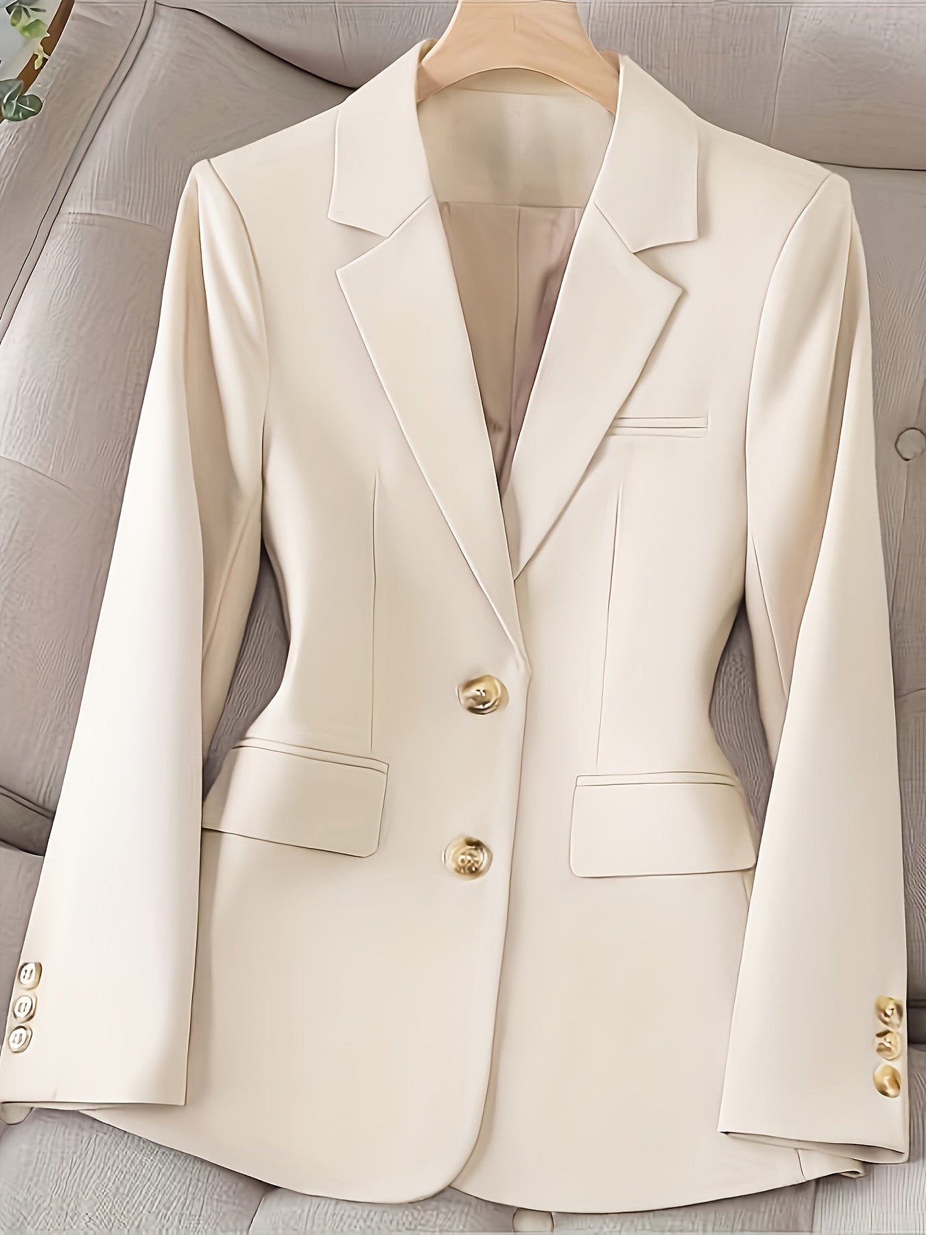 Women's Elegant Blazer - Business & Formal Attire, Structured H-Silhouette Jacket with Notch Lapel, Non-Stretch Office Coat for Professional, Wedding, or Everyday Outfits - Spring/Fall/Summer Jacket, Blazer Or Dress Jacket, P