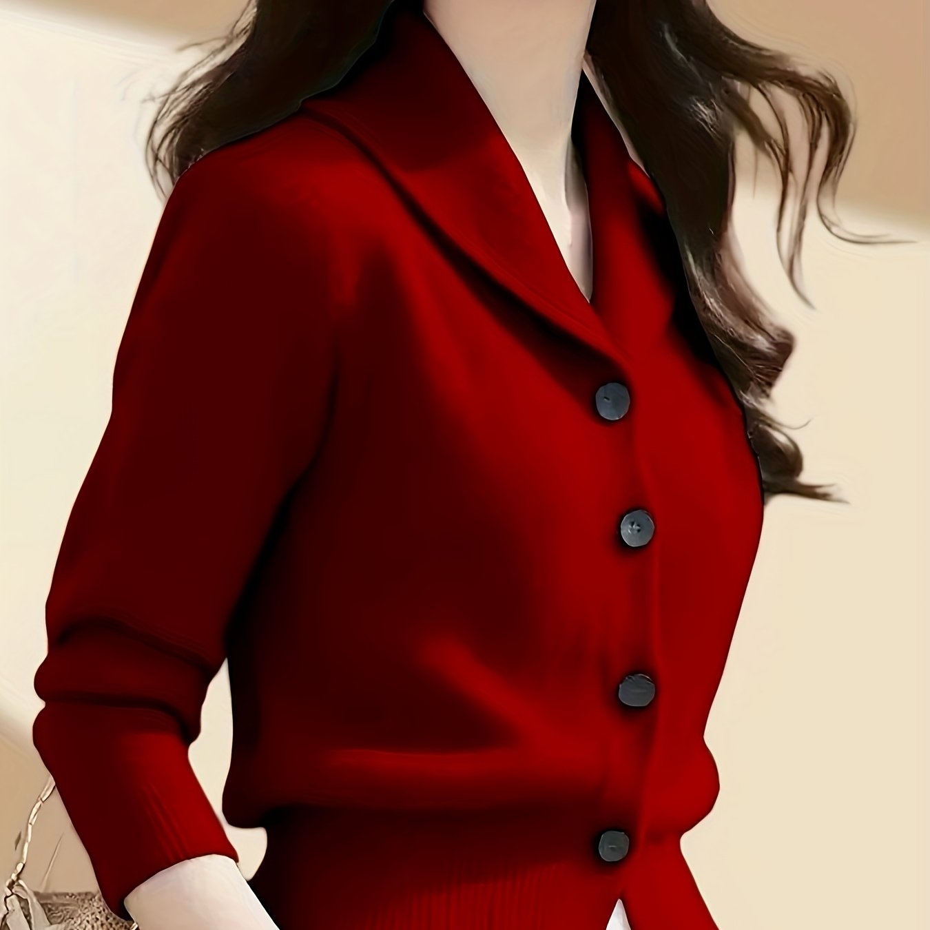 Women's Elegant Mustard-Yellow Cardigan - Long Sleeve Button-Front Design with Black Buttons, Turn- Collar & Ribbed Cuffs, All-Season Versatile Sweater for Casual or Formal Outfits, Layering Piece, Formal Attire, Sophisticate