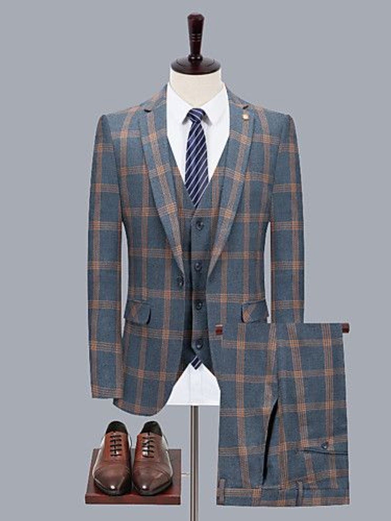 Big size suit three piece set for Men's formal attire, height 2 buttons, jacket, vest, pants, workplace, office, wedding, Christmas, school, PLUS SIZE