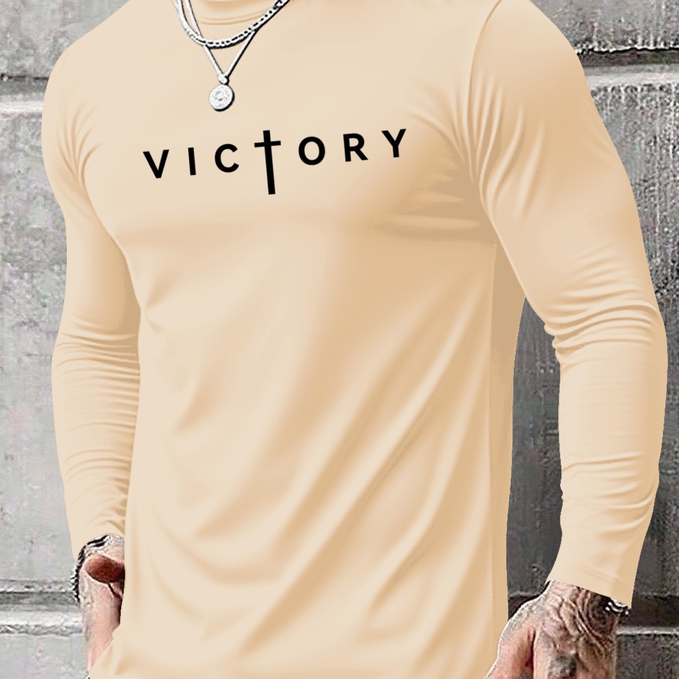 Men's Long Sleeve T-Shirt - Regular Fit Stretchy Everyday Shirt, Light Grey/Black, Breathable Layering Top for Gym, Office, Casual Outfits - Spring/Fall Essential Wardrobe Staple, PLUS SIZE