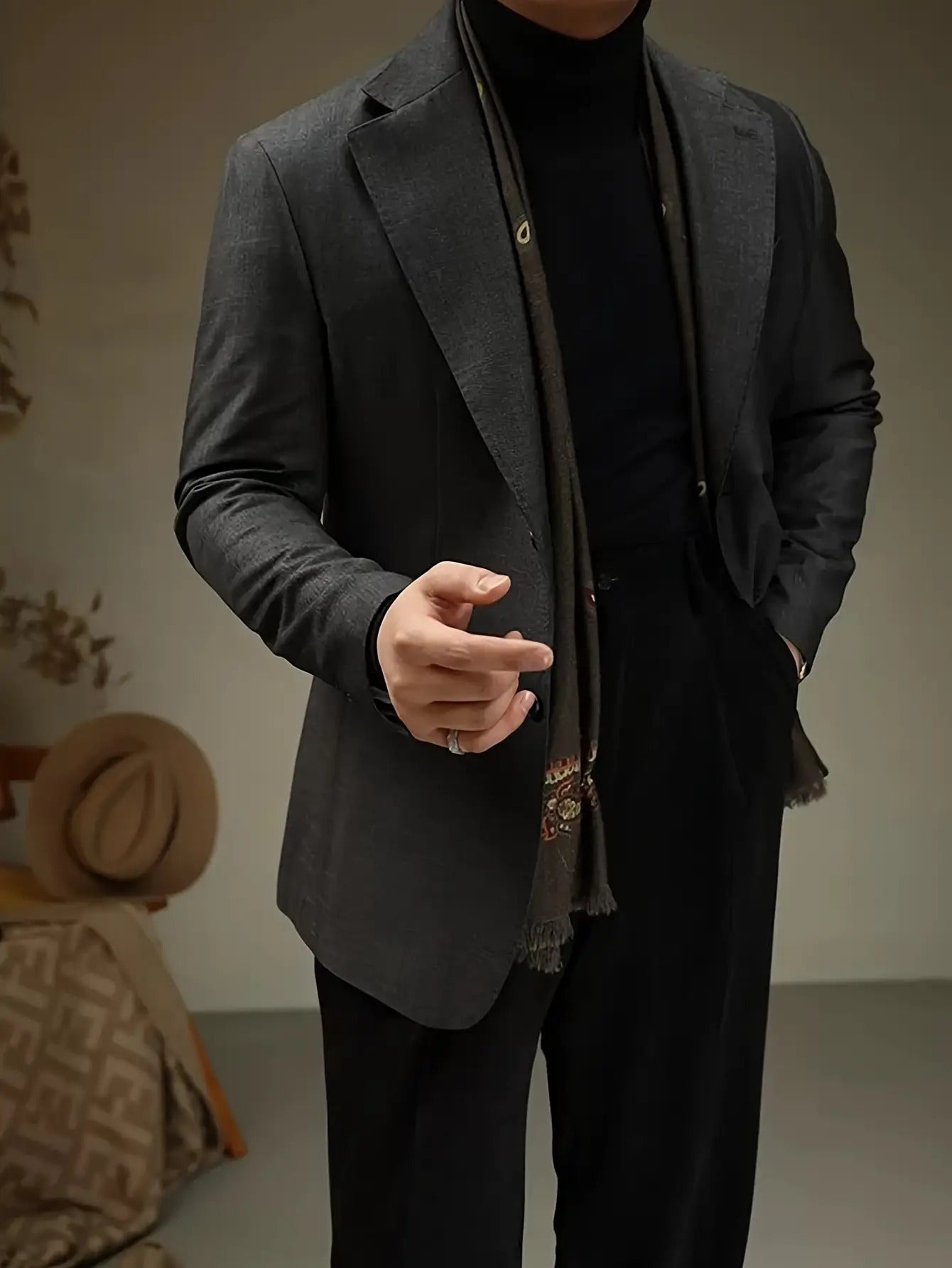 1 Basic Men's Turtleneck Sweater - Solid Color Winter Warm, Stretchy and Breathable, Casual and Formal Elegant Sweater, Black, White, Grey for Casual and Formal Occasions