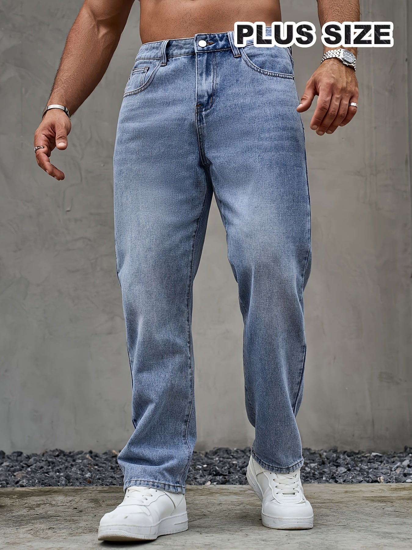 Extra Large Size, Loose and Fashionable Single Item, Men's Washed Jeans, Comfortable Outdoor Trousers for Men, Suitable for Outdoor Travel, PLUS SIZE