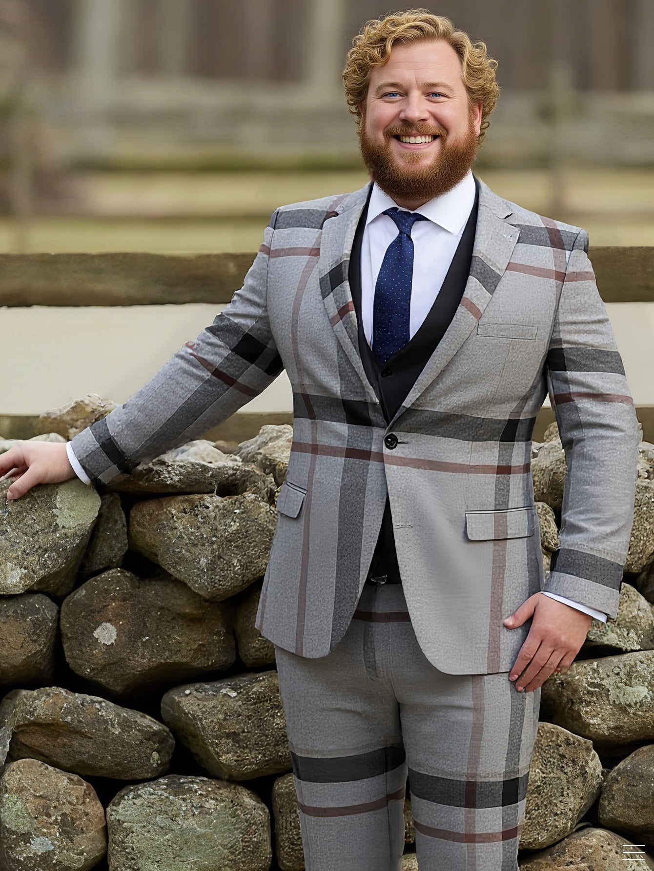 Big size suit three piece set for Men's formal attire, height 2 buttons, jacket, vest, pants, workplace, office, wedding, Christmas, school, PLUS SIZE