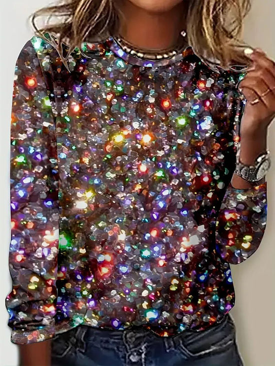 Sparkling All-Over Sequin Blouse - Plus Size Women&