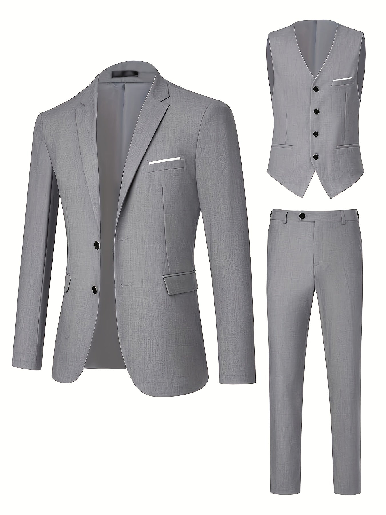[Plus Size 3-Piece Suit] Premium Plus Size Men's Three-Piece Suit Set | Formal Wear, Wedding Attire, Business Casual, Holiday Gift