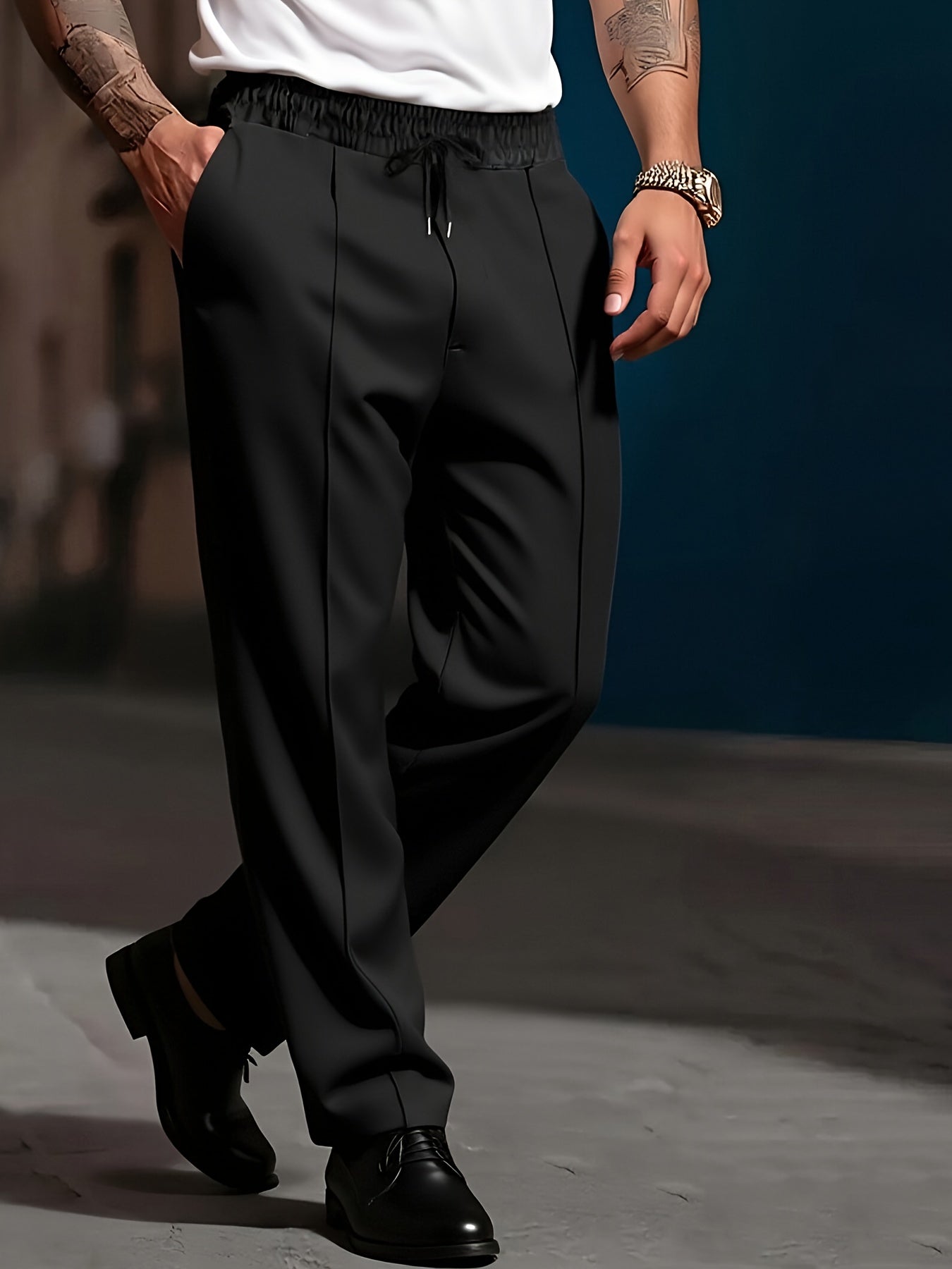 3pcs Autumn/Winter Men'S Basic Casual Straight-Leg Pants. Comfortable Stretch Fabric. Essential Business Attire. Perfect for Office Wear. Gift for Dad. Husband, Plus Size