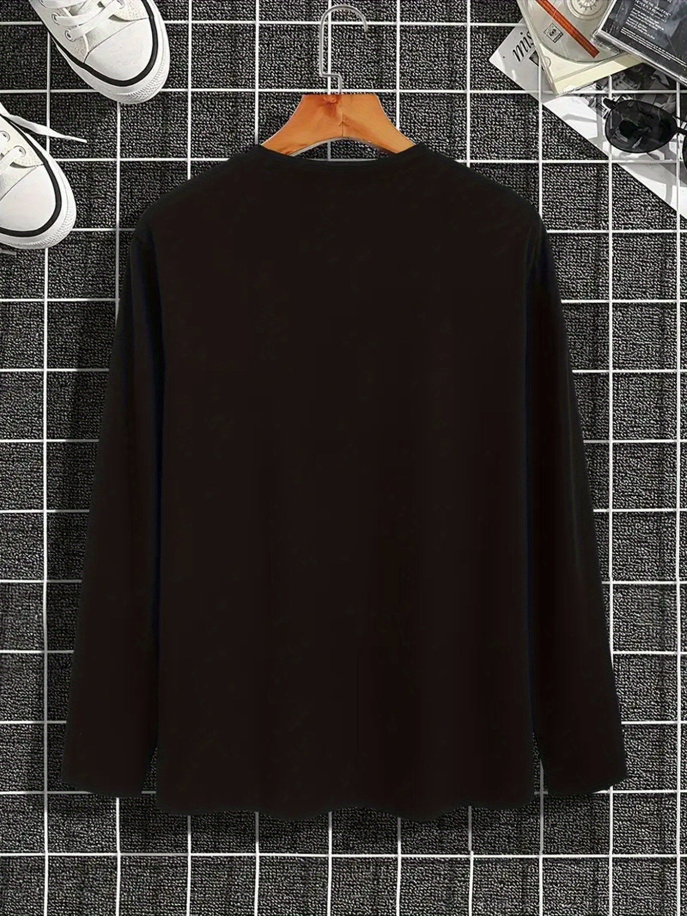 Men's 100% Oversized Jesus Print T-Shirt - Faith Cross & Blessed Design, Crew Neck Long Sleeve Casual Top, All-Season Comfortable Church Wear, Study Apparel, Durable Everyday Religious Clothing, PLUS SIZE