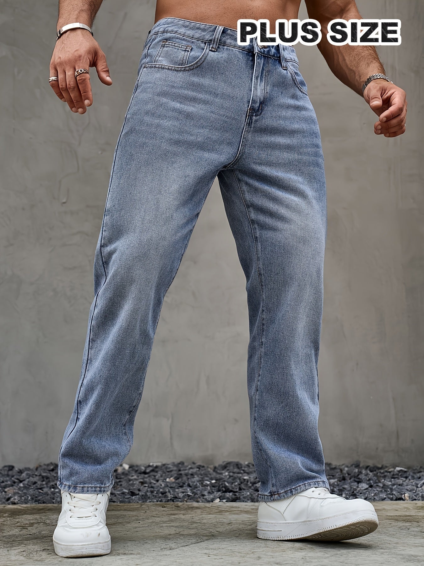 Extra Large Size, Loose and Fashionable Single Item, Men's Washed Jeans, Comfortable Outdoor Trousers for Men, Suitable for Outdoor Travel, PLUS SIZE