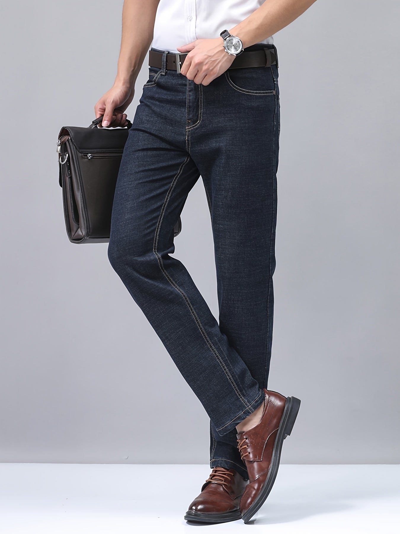 Plus-Size Men'S Comfortable High-Quality Denim Trousers, Suitable for Business, Featuring Stretch, Durability, And Sweat Absorption, Plus Size