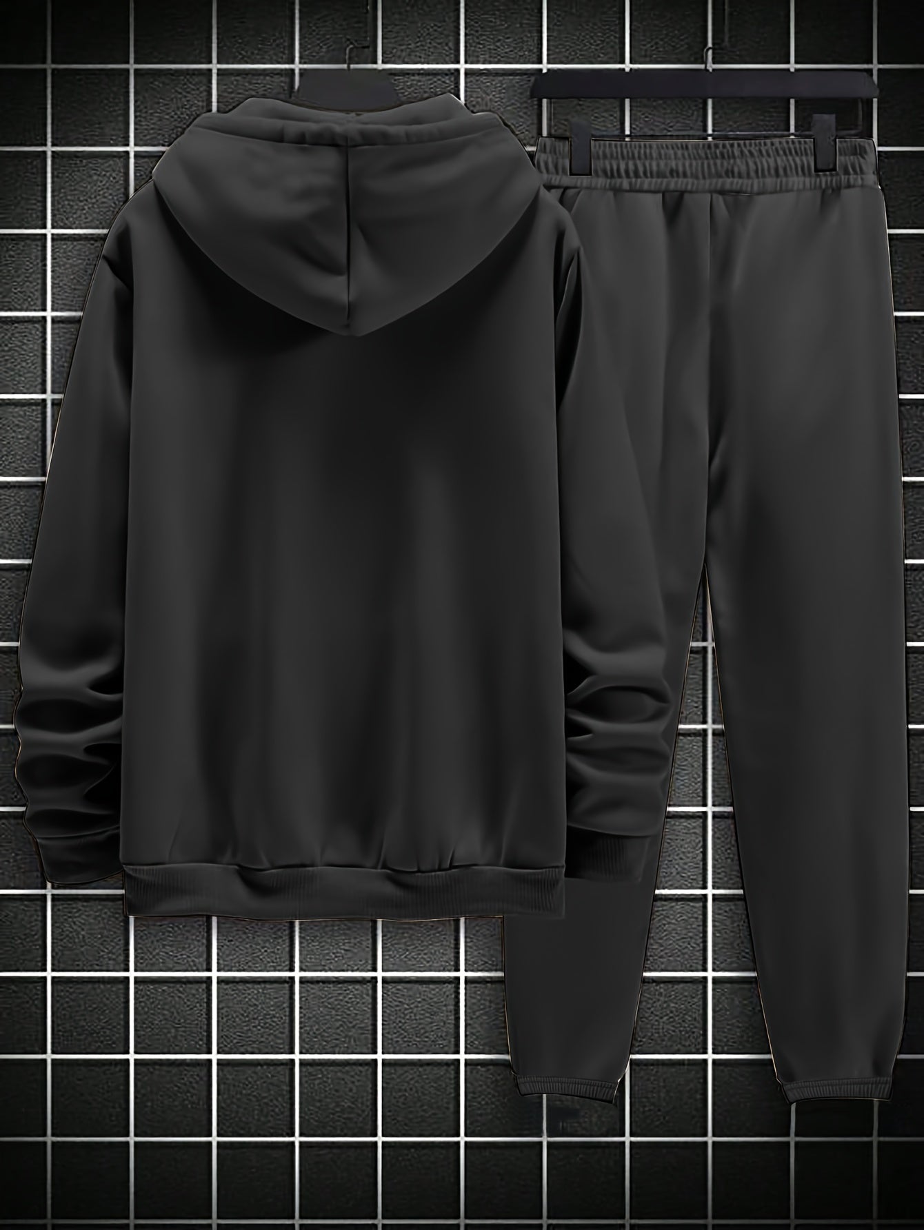 Men'S Plus Size Oversized Hooded Sweatshirt & Jogger Pants Set - Solid Full-Zip Hoodie with Drawstring Pants, Thick Warm-Retaining Fabric, Casual Athletic Wear for Gym, Everyday Winter Outfits - Comfortable & Stylish Winter C