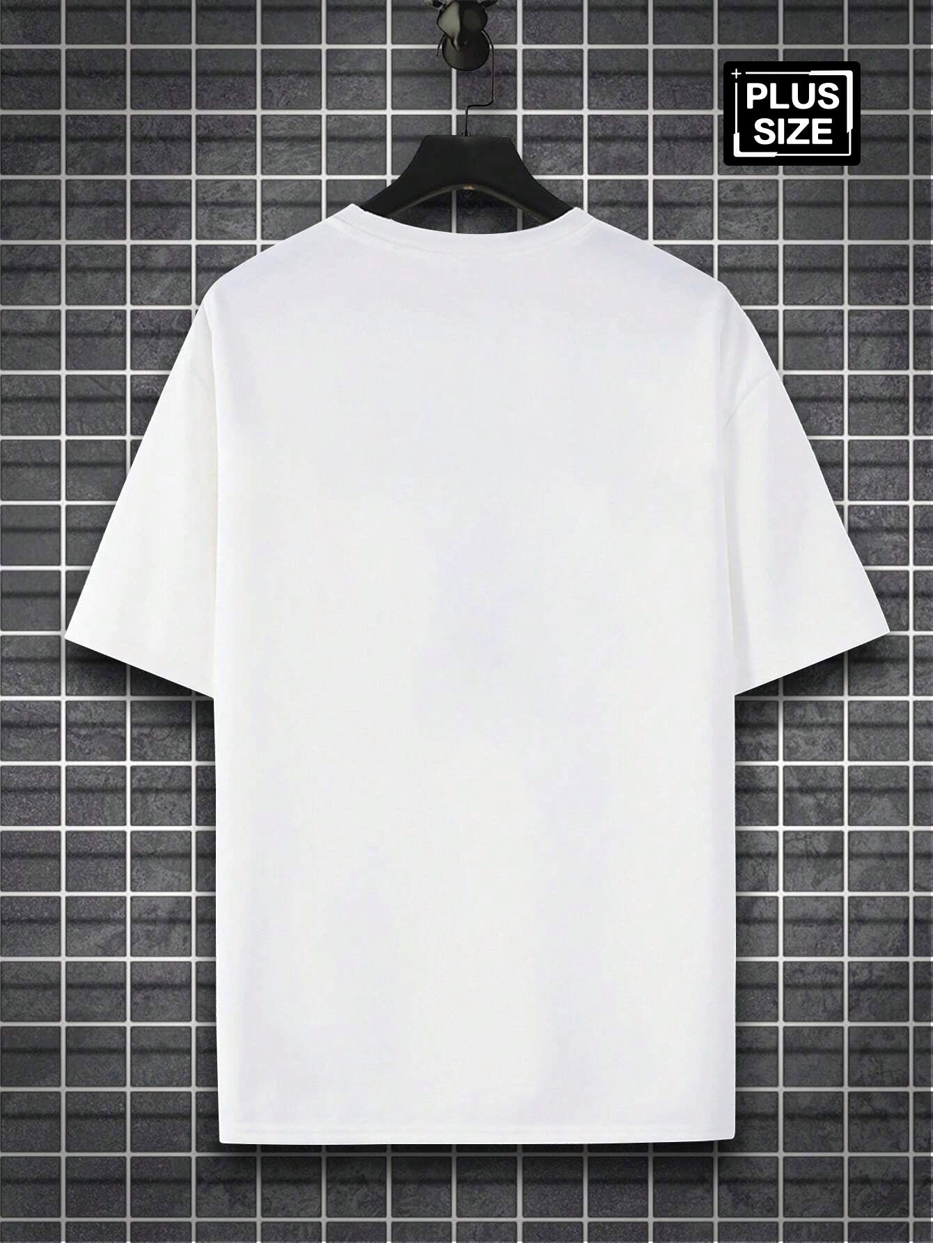 Men's Plus Size Short Sleeve T-Shirt - Premium Milk Silky Fabric, Bold Letter Graphic Print, Crew Neck Casual Summer Tee, Machine Washable & Dry Cleanable, PLUS SIZE