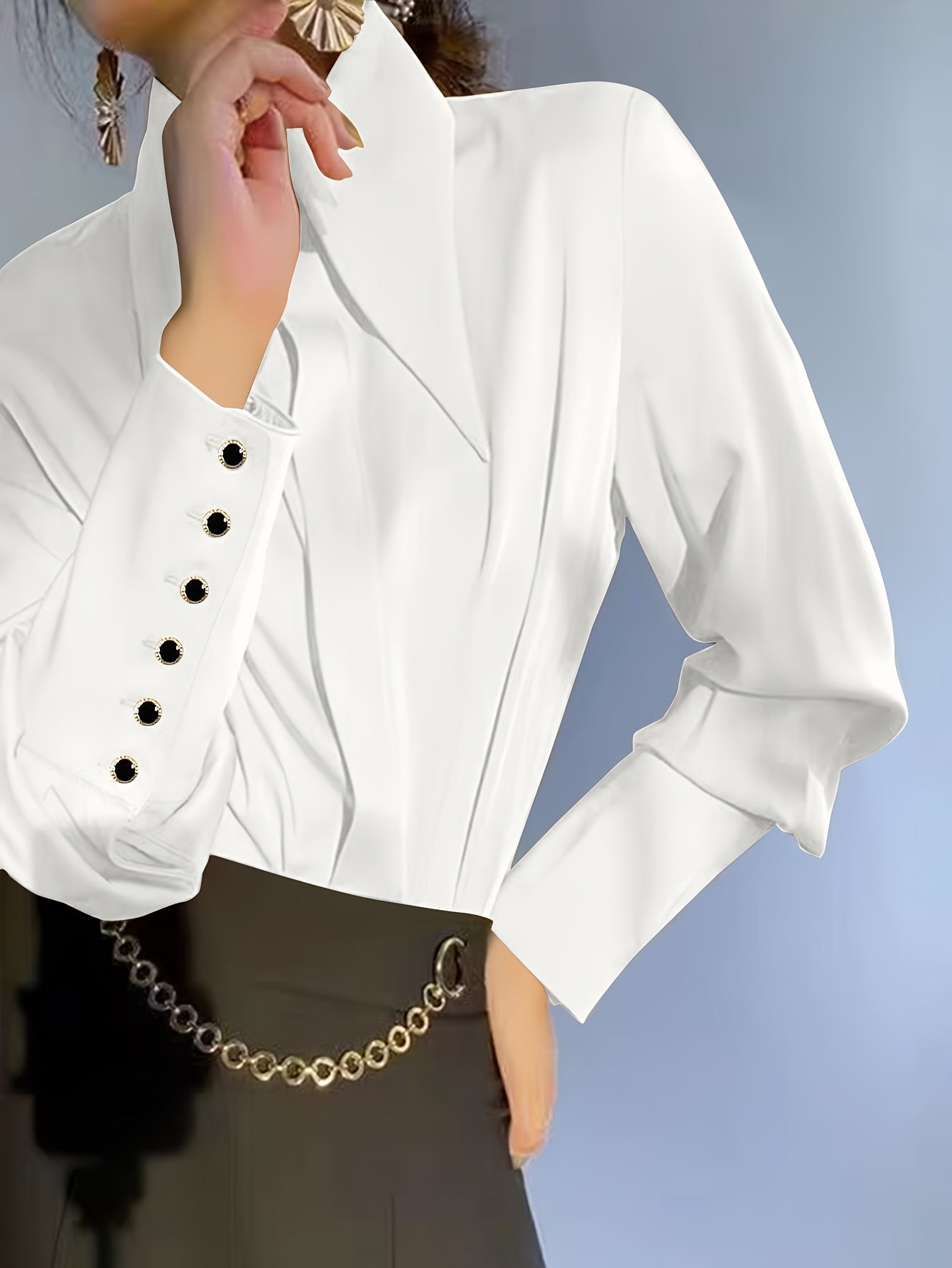 Women's Solid Color Lapel Casual Long Sleeve Shirt