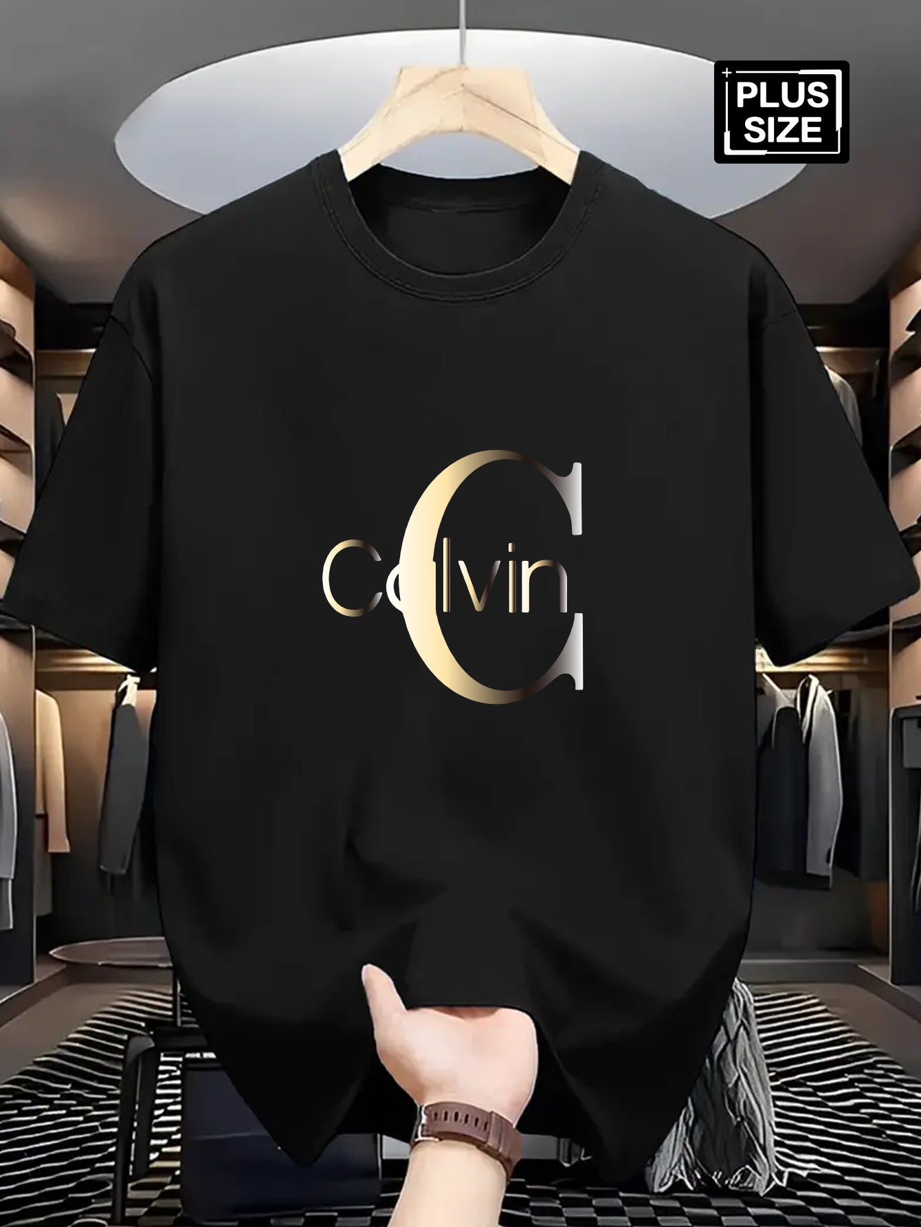 Men's Plus Size Short Sleeve T-Shirt - Premium Milk Silky Fabric, Bold Letter Graphic Print, Crew Neck Casual Summer Tee, Machine Washable & Dry Cleanable, PLUS SIZE