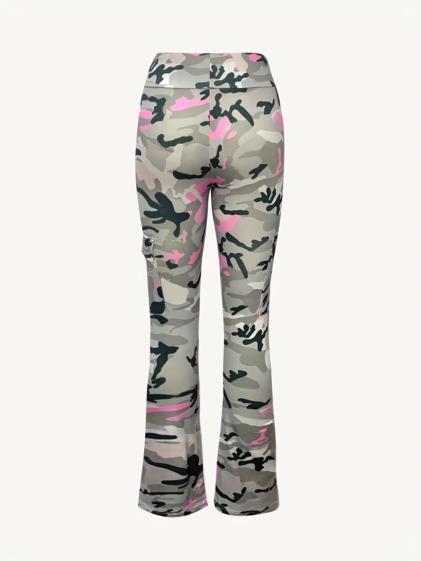 [Sexy Camo Cargo Pants] High-Waisted Sexy Women's Camo Print Stretchy Flare Cargo Pants | Elastic Waistband, Comfortable & Stylish for Casual Wear, Spring/Summer Fashion, with Pockets