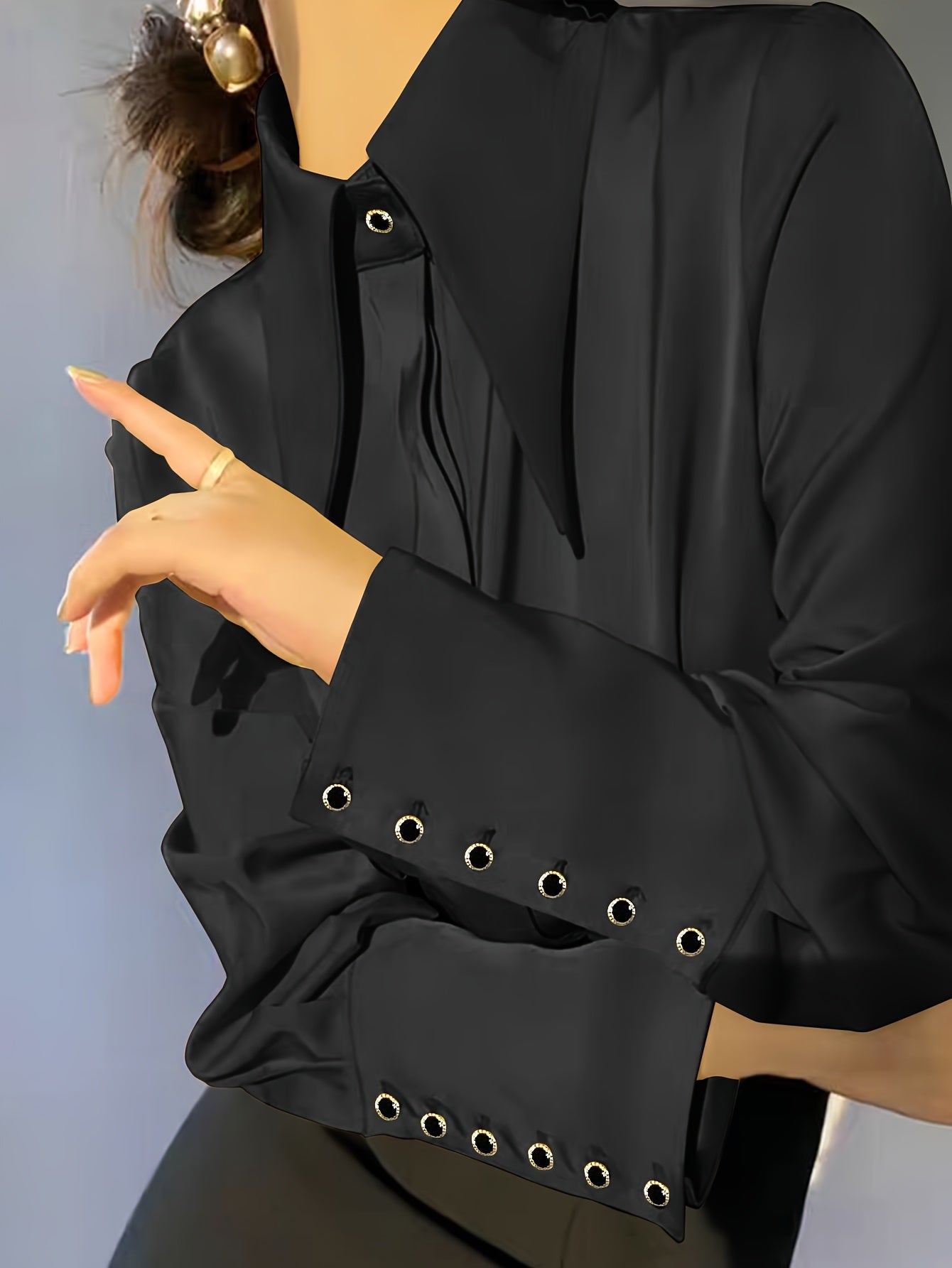 Women's Solid Color Lapel Casual Long Sleeve Shirt