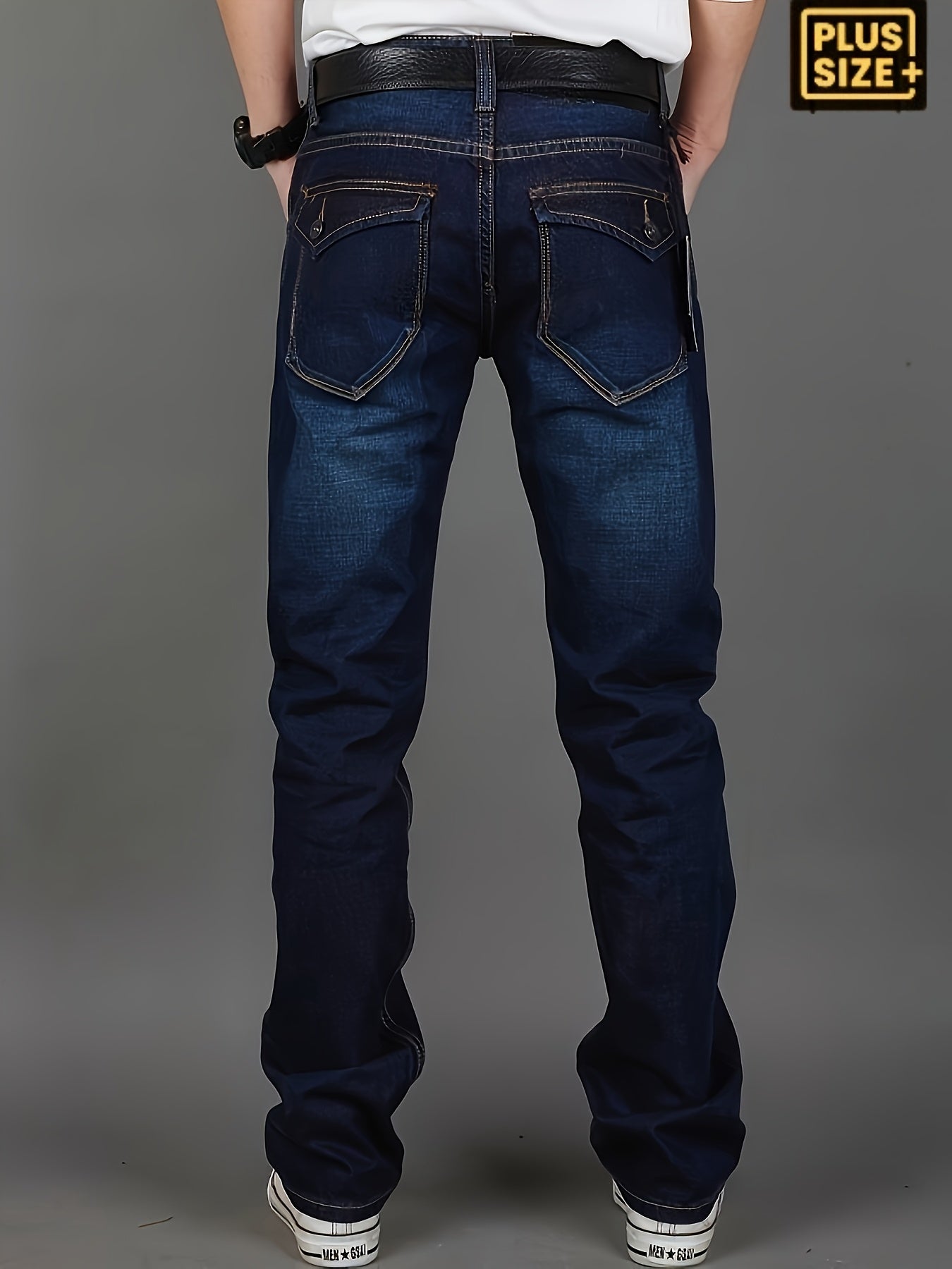 Plus Size Men's Jeans, Fashion Design Style, Comfortable Casual Long Pants for All Seasons, Stretch Straight-Leg Trousers, Simple Versatile Business Pants, PLUS SIZE