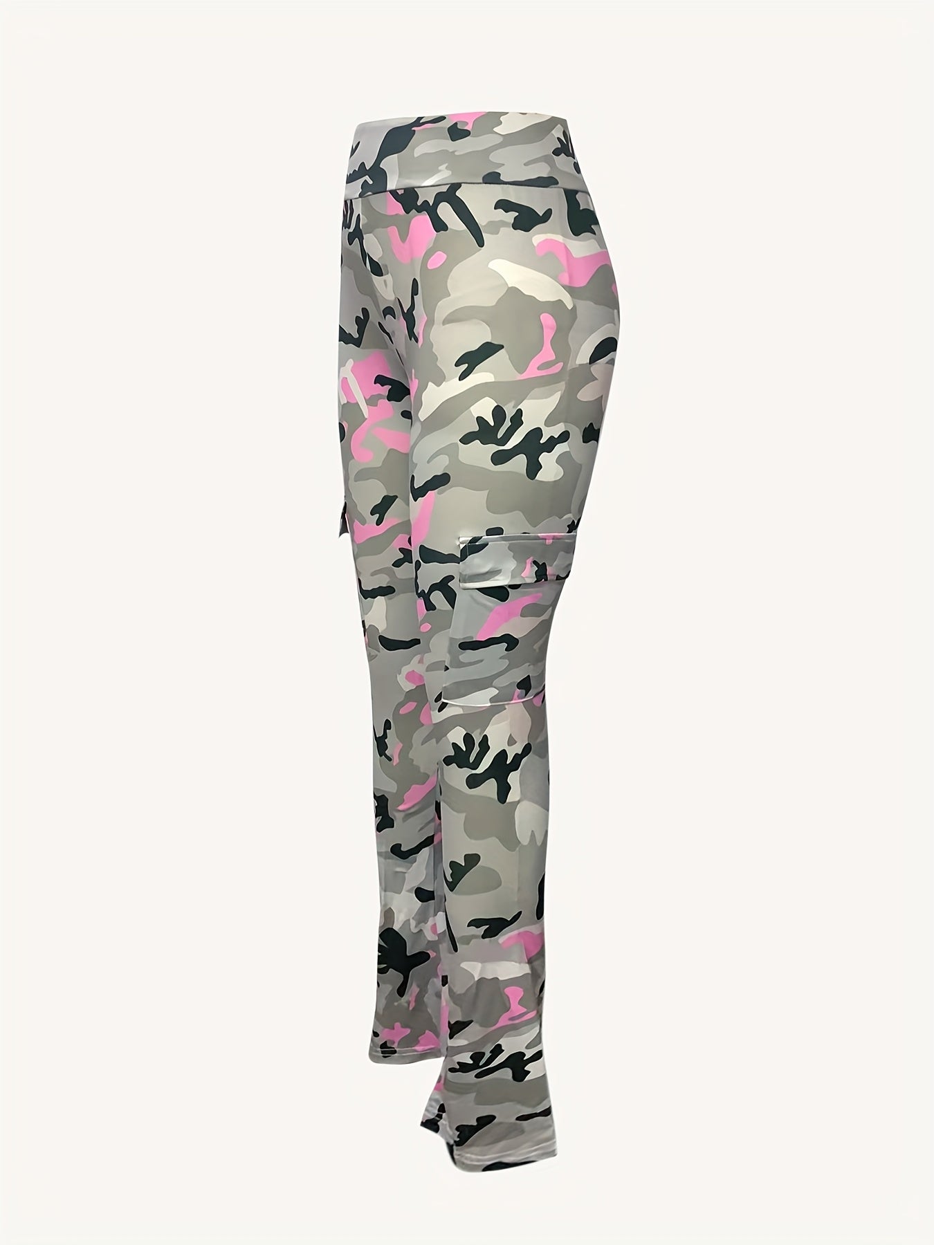 [Sexy Camo Cargo Pants] High-Waisted Sexy Women's Camo Print Stretchy Flare Cargo Pants | Elastic Waistband, Comfortable & Stylish for Casual Wear, Spring/Summer Fashion, with Pockets