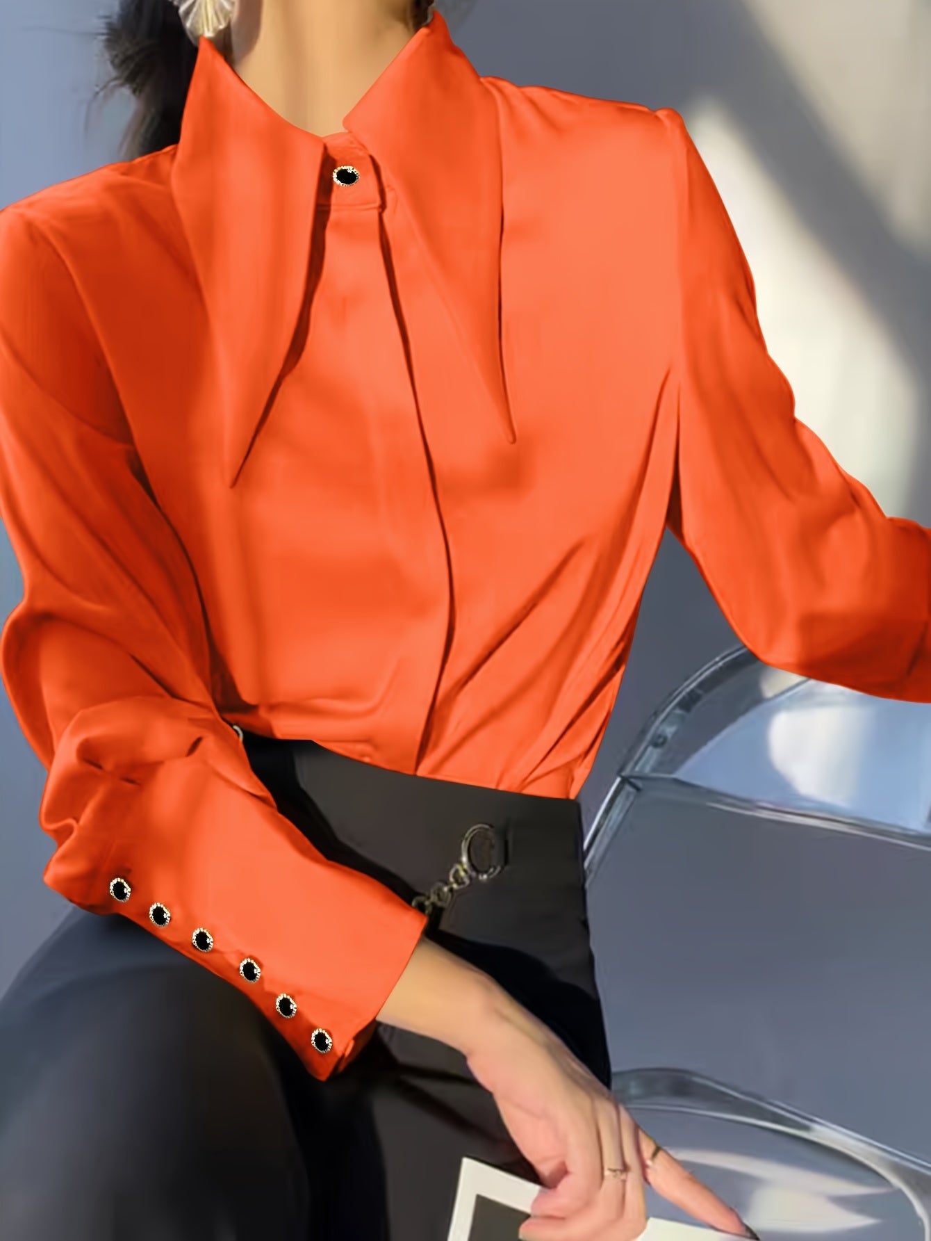 Women's Solid Color Lapel Casual Long Sleeve Shirt