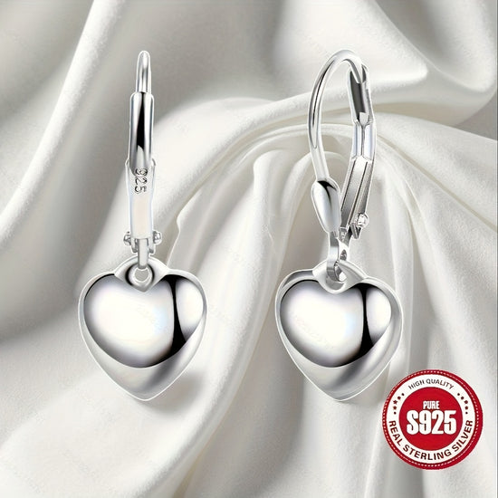 [Heart Earrings] A Pair Of Elegant Heart-shaped S925 Sterling Silvery Earrings-stylish And Simple Heart-shaped Earrings Weighing 3g, Very Suitable for Casual Wear Or As A Gift, Novel S925 Sterling Silvery Earrings.