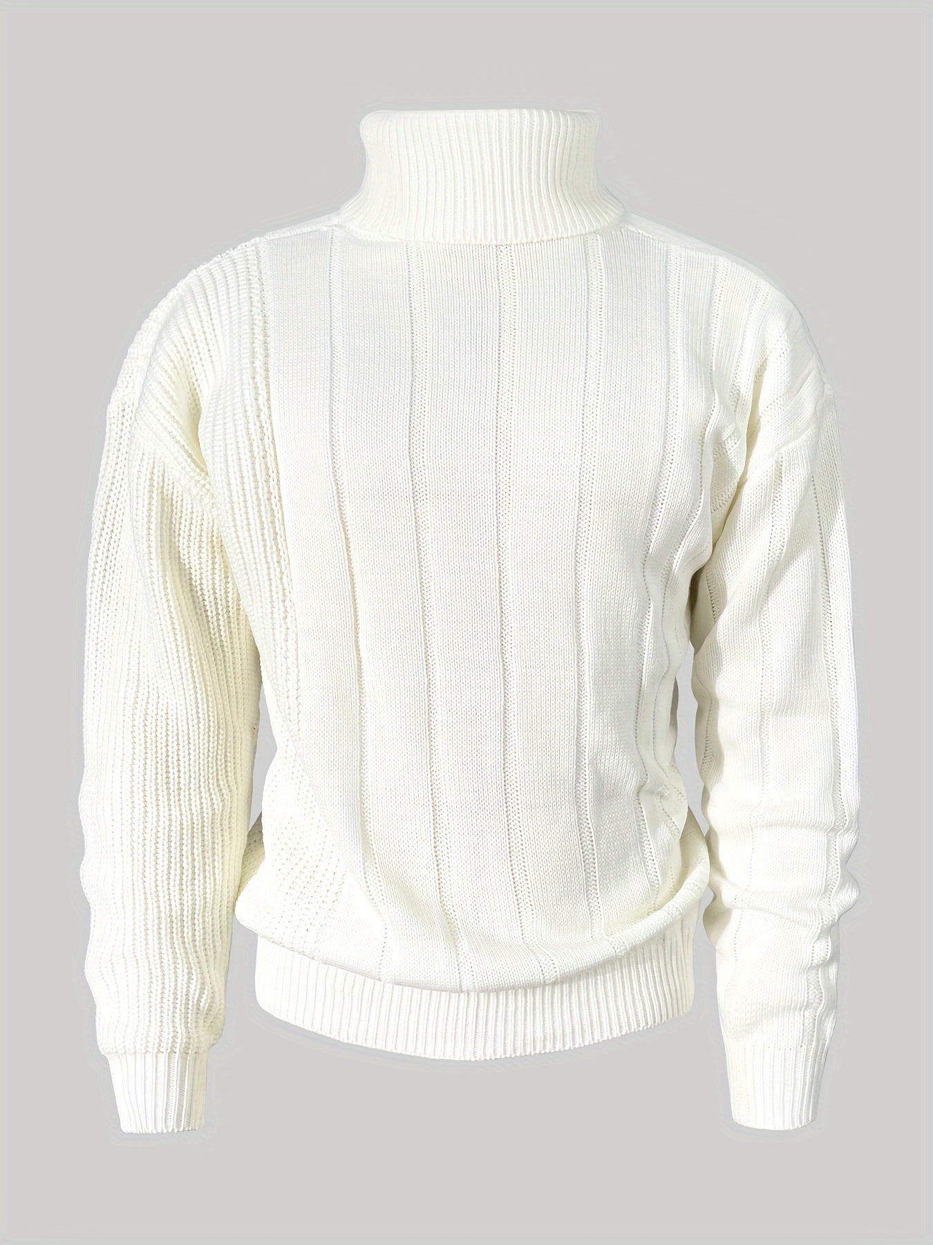 Plus Size Men's Turtleneck Knit Sweater, Regular Fit, Casual And Academic Style, Long Sleeve Sweater For Winter Season