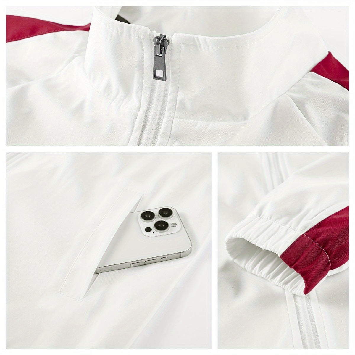 Unisex Sports Suits, Contrasting Colors, Stand-Up Collar Zipper Jacket + Side Striped Trousers, Spring And Autumn Leisure Fitness Two-Piece Suit