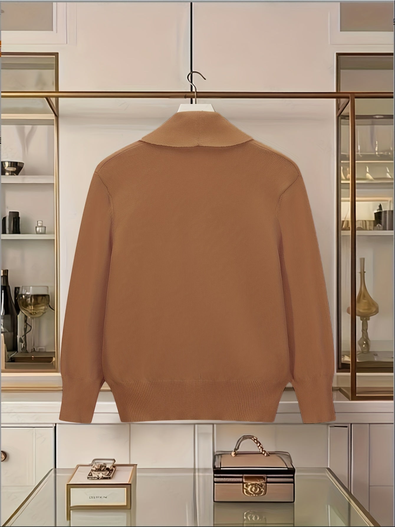 Women's Elegant Mustard-Yellow Cardigan - Long Sleeve Button-Front Design with Black Buttons, Turn- Collar & Ribbed Cuffs, All-Season Versatile Sweater for Casual or Formal Outfits, Layering Piece, Formal Attire, Sophisticate