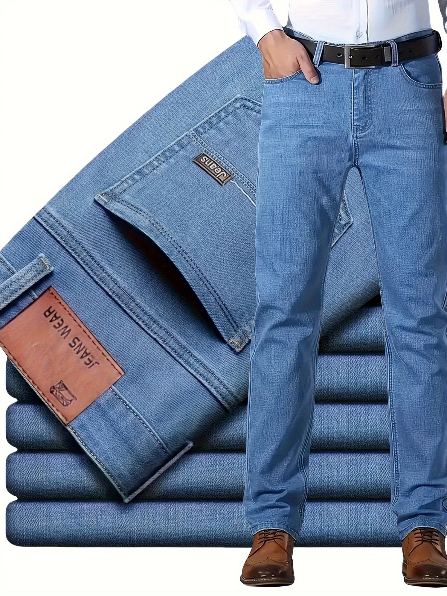 Plus-Size Men'S Comfortable High-Quality Denim Trousers, Suitable for Business, Featuring Stretch, Durability, And Sweat Absorption, Plus Size