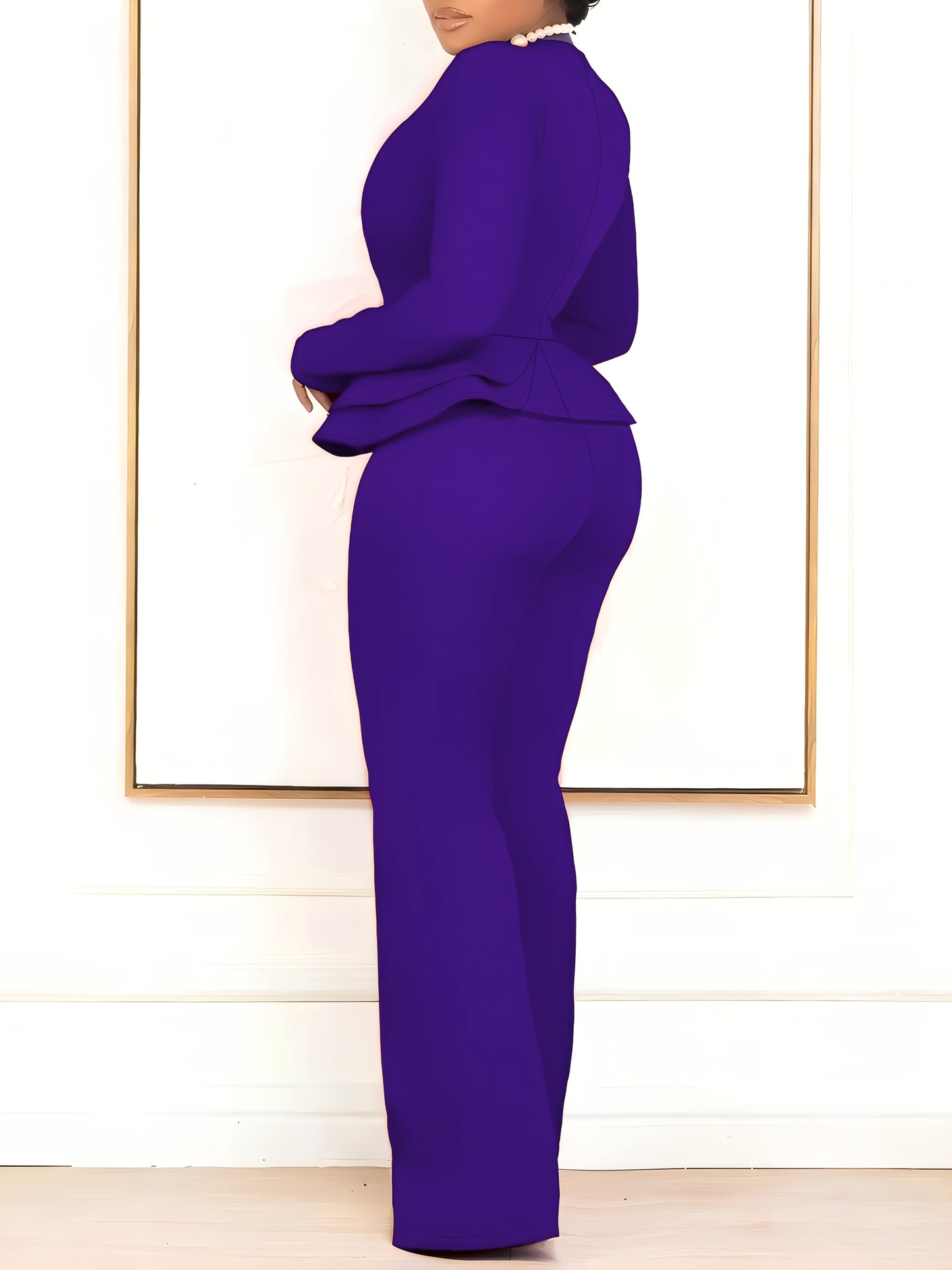 [Casual Top] Two-piece Set | European and American Cross-border Fashion Casual Solid Color Top and Pants