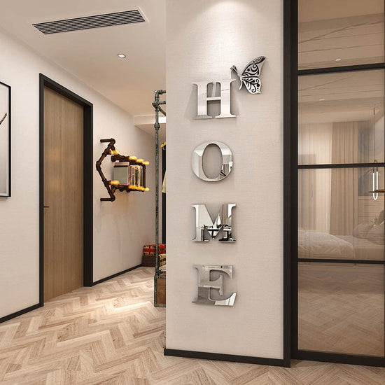 Doeean Home Wall Decor Letter Signs Acrylic Mirror Wall Stickers Decorations for Living Room Bedroom Home Decor Wall Decals (Silver, 47.2 X 15.3IN)